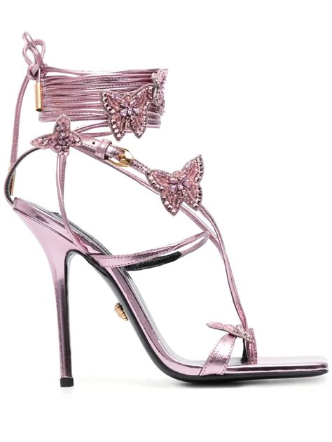 x Dua Lipa Crystal Butterflies 115mm metallic sandals 